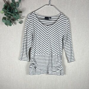 Tribal > Striped Quarter Sleeve Ruched Top Extra Large